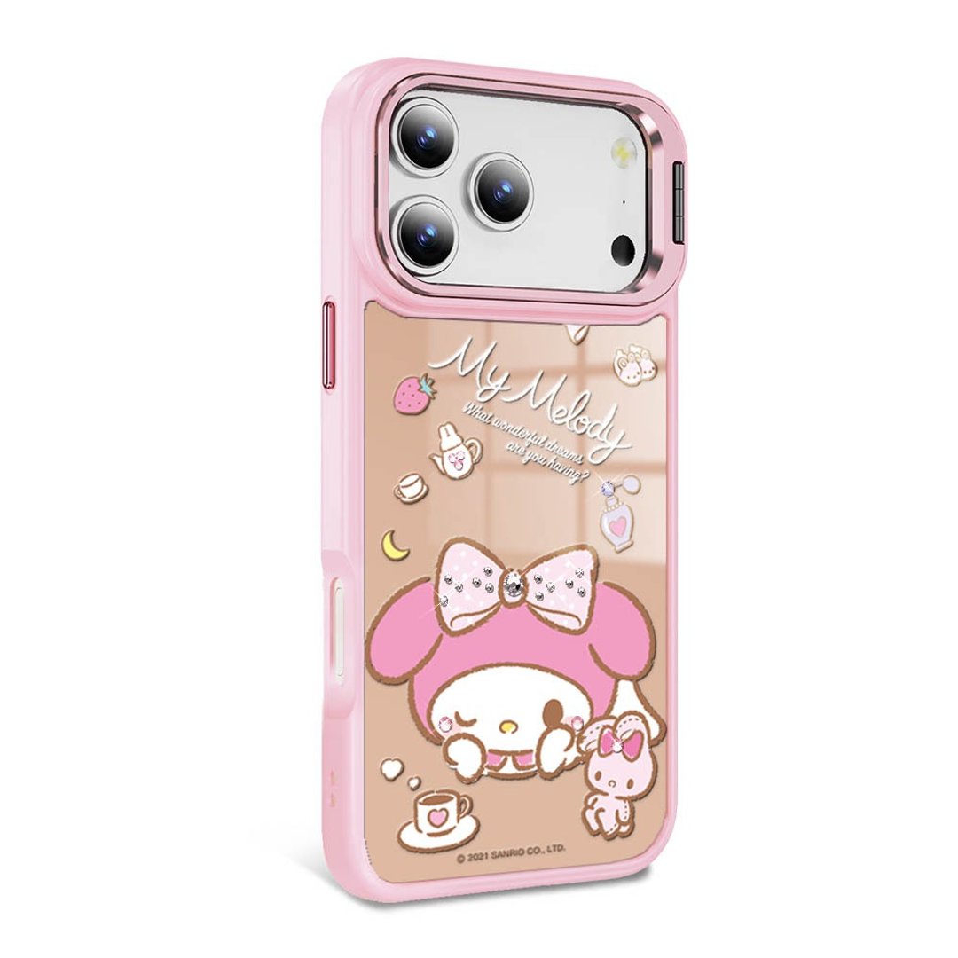 iPhone 全系列  防摔合金框隐形立架镜面钻壳 - 午茶美乐蒂 - 手机壳/手机套 - 其他材质 多色