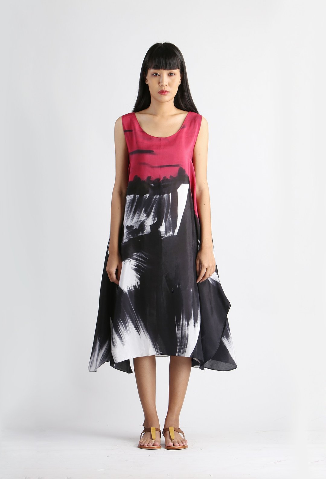 Dress Hand Paint Soft Cotton for vacation Holidays Summer - 洋装/连衣裙 - 棉 黑色