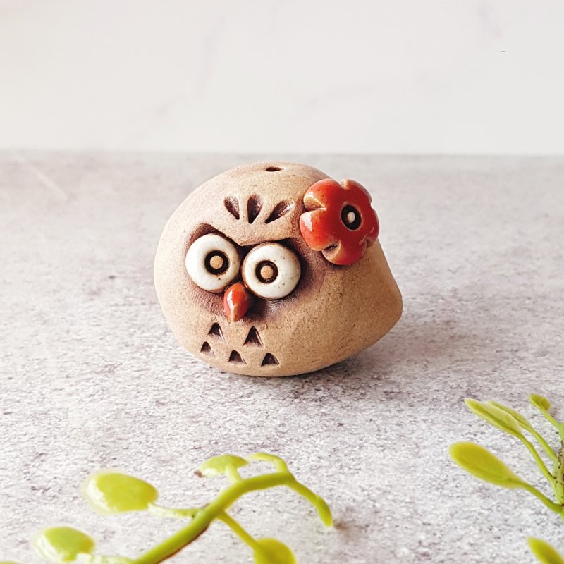 F-20猫头鹰MEMO夹 │吉野鹰x纯手作陶艺小物 可爱 疗愈 相片 - 文件夹/资料夹 - 陶 咖啡色