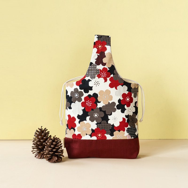 小花针线房| 朱鸢朵朵.日本花布.优雅单把手提袋.旅行.礼物 - 手提包/手提袋 - 棉．麻 红色