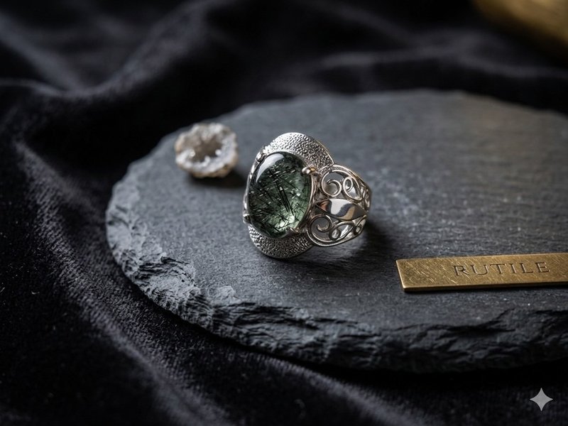 天然蓝云母晶砂水晶 S925 银饰系列 - 戒指 - 水晶 