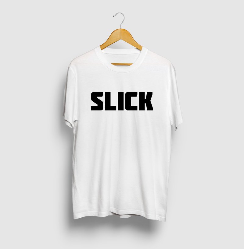 SLICK BIG logo T-shirt - 男装上衣/T 恤 - 棉．麻 白色