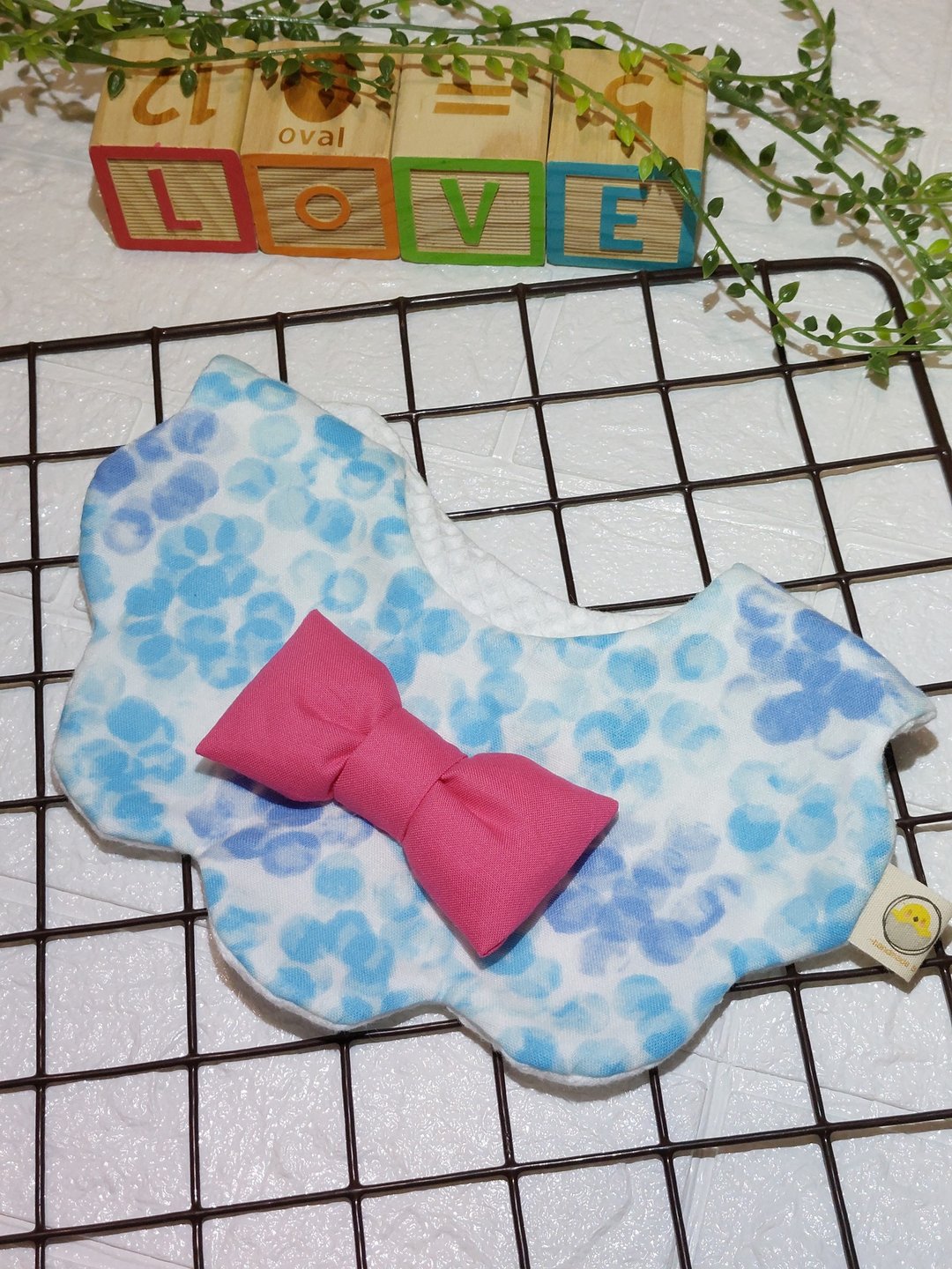 |现货|大蝴蝶花型宝宝口水巾Handmade|蓝色 - 围嘴/口水巾 - 棉 