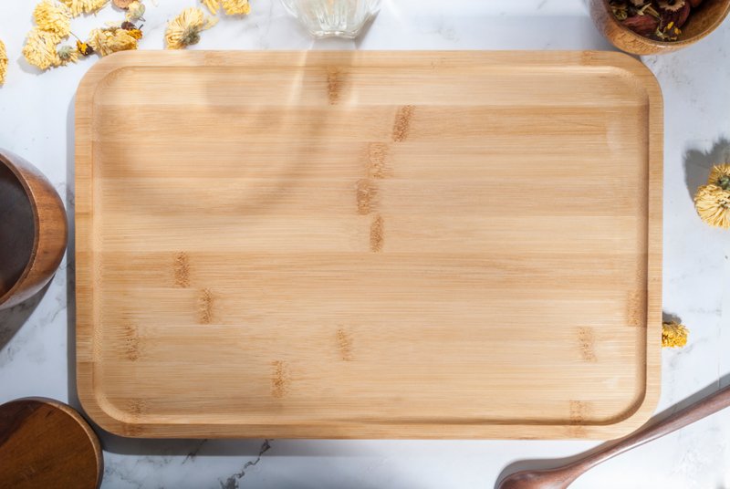 islandoffer 岛屿制作 日式竹木长方形托盘 生果点心盘 木系餐具 36*24 (一件) - 托盘/砧板 - 木头 金色