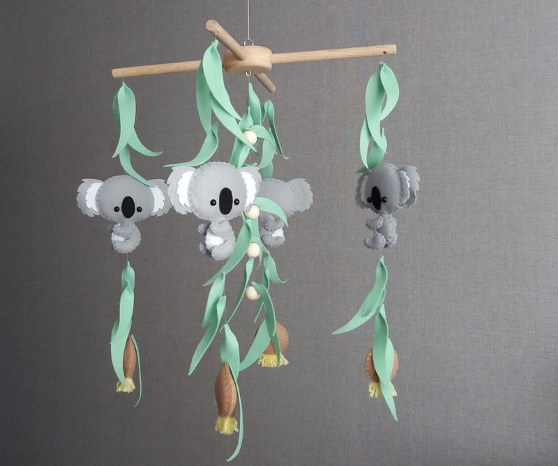 Koala mobile, Koala bear mobile, Koala nursery decor, Koala bear gifts, Koala - 玩具/玩偶 - 其他材质 灰色