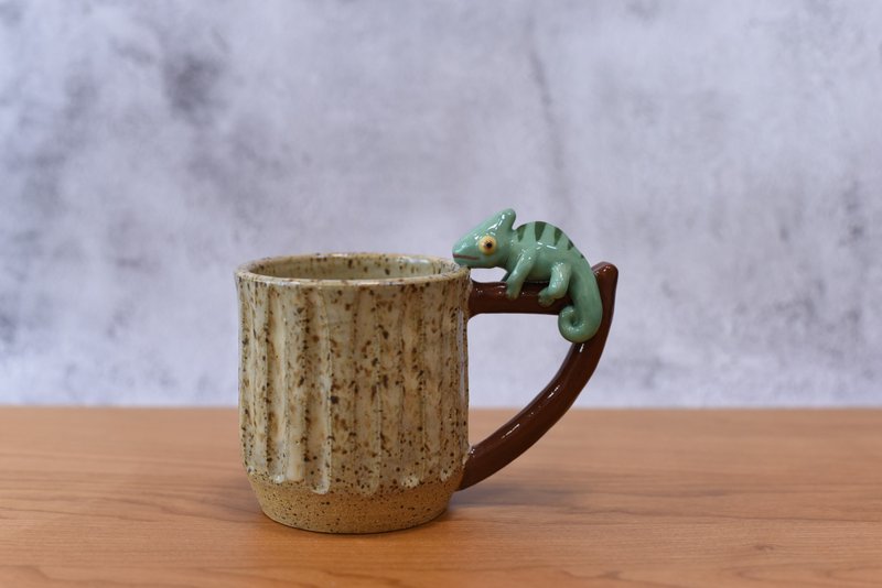 变色龙200cc奶茶色条纹陶杯 - 茶具/茶杯 - 陶 