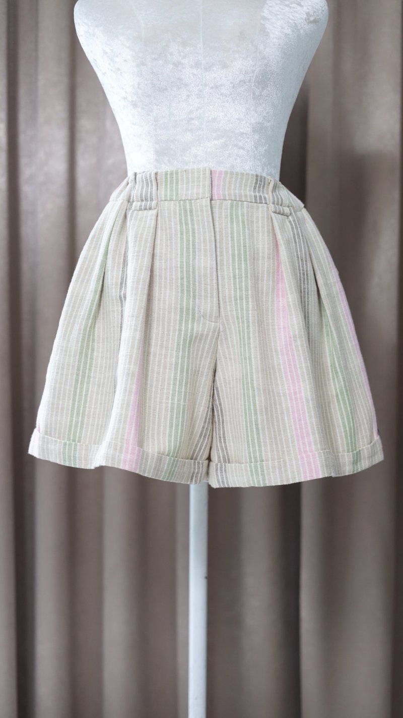 Loom & Leaf - 手捻棉手工织短裤 - 女装短裤 - 棉．麻 多色