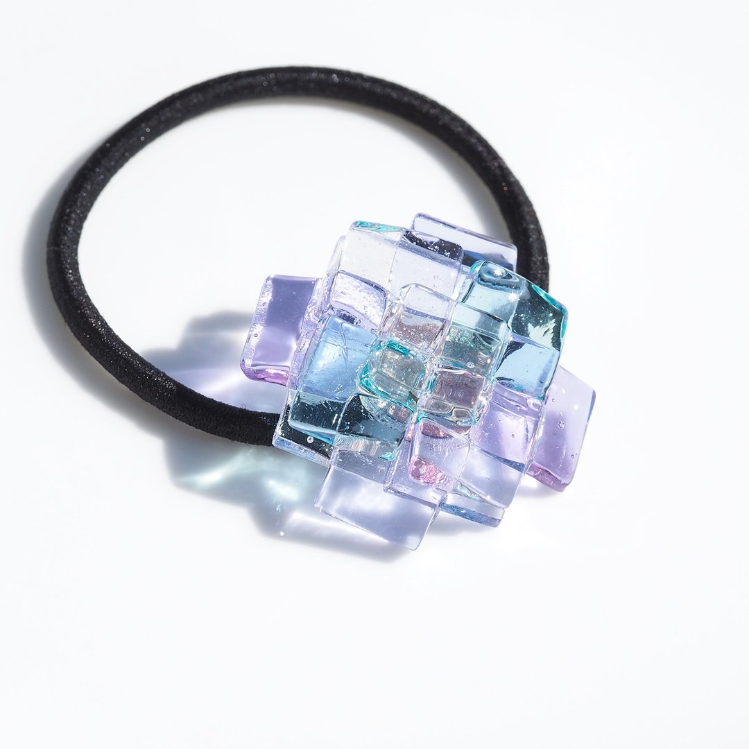 Hydrangea glass (hydrangea [lavender]) hair elastic [can be changed to a pony hook] [made to order] - 发饰 - 玻璃 紫色