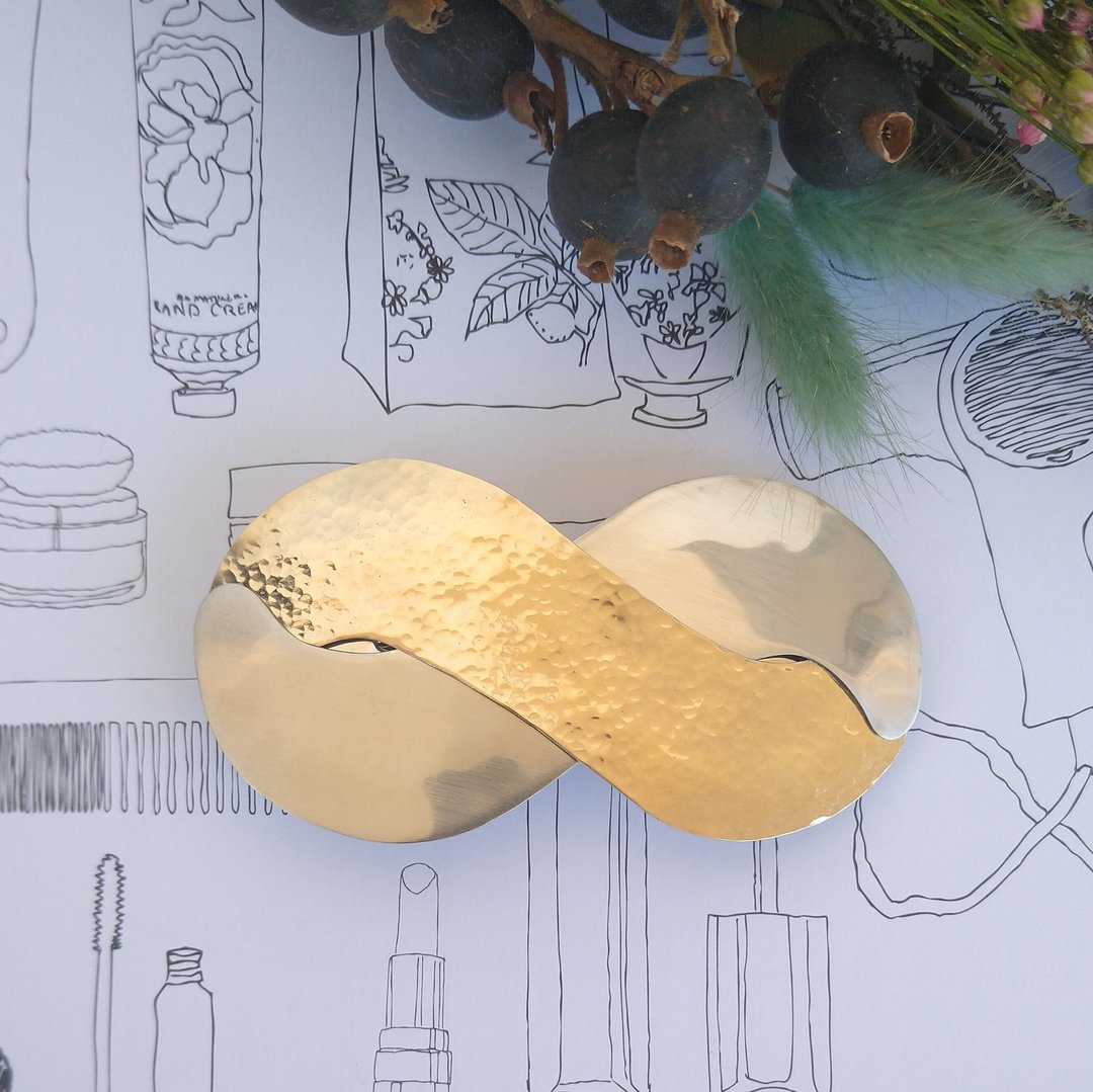 Brass x Silver knot barrette - 发饰 - 铜/黄铜 银色