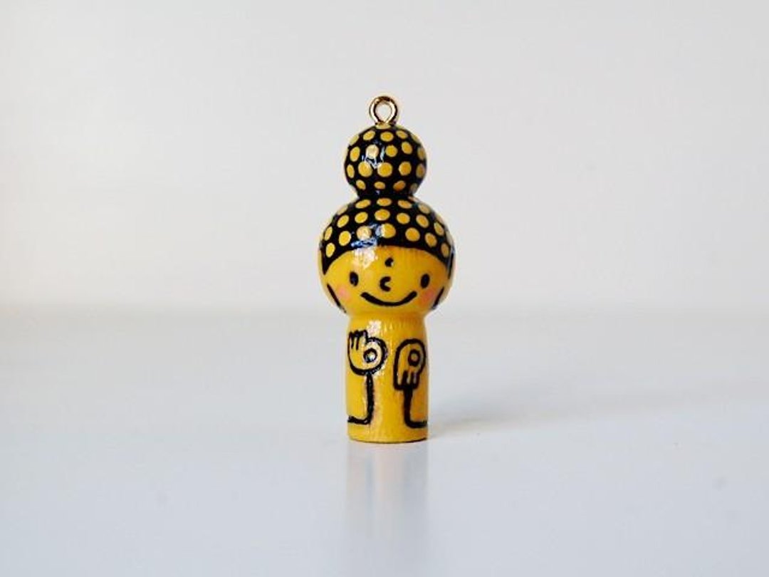 mini Kokeshi * Amitabha customers * strap * smiling [1] - 吊饰 - 木头 金色