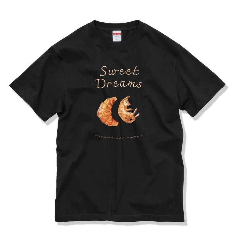 SWEET DREAMS_猫咪与可颂 / 安心品质 / 经典纯棉T恤 - 女装 T 恤 - 棉 白色