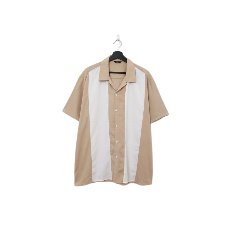 Back to Green-古巴短袖衬衫 米白卡其拼色 cs-09// vintage shir - 男装衬衫 - 棉 