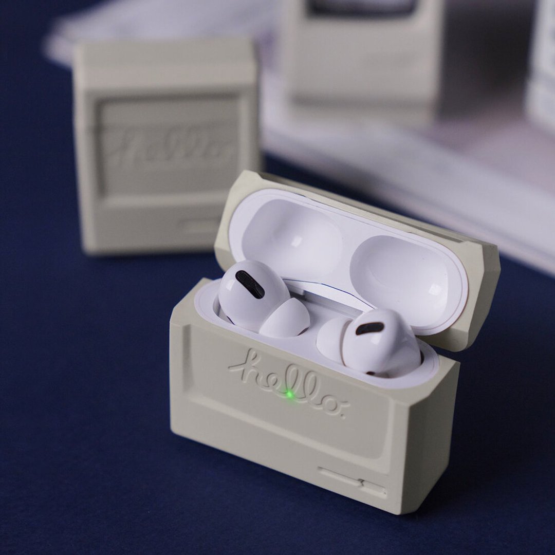 AirPods Pro 复古电视机保护套-经典白 耳机壳 耳机套 - 耳机收纳 - 硅胶 白色