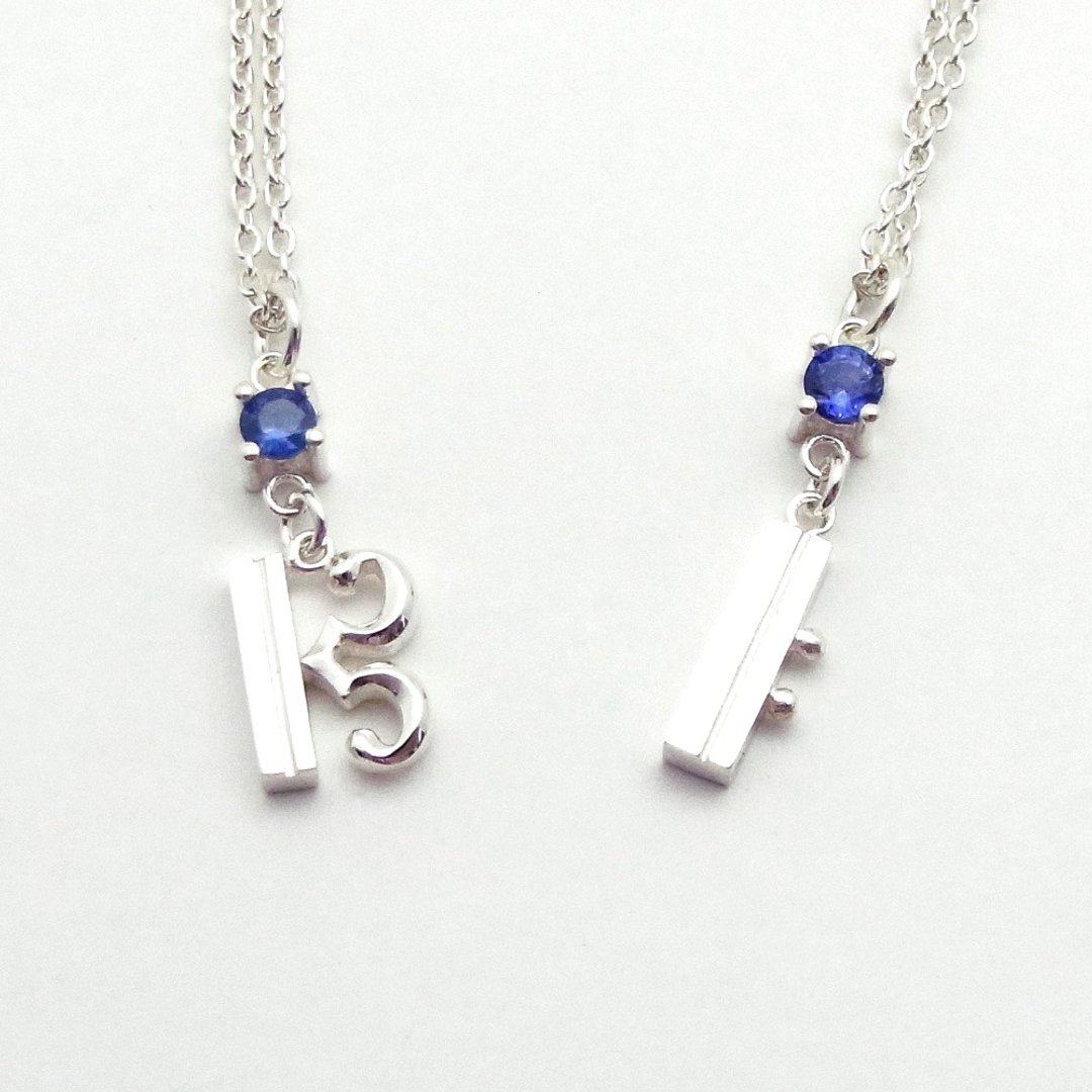 Birthstone for September / Musical symbols Pendant - 项链 - 纯银 透明