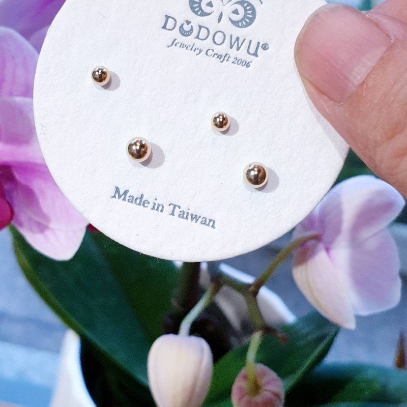 │14k注金│金豆豆长戴型抗过敏可过夜耳针 - 耳环/耳夹 - 其他金属 