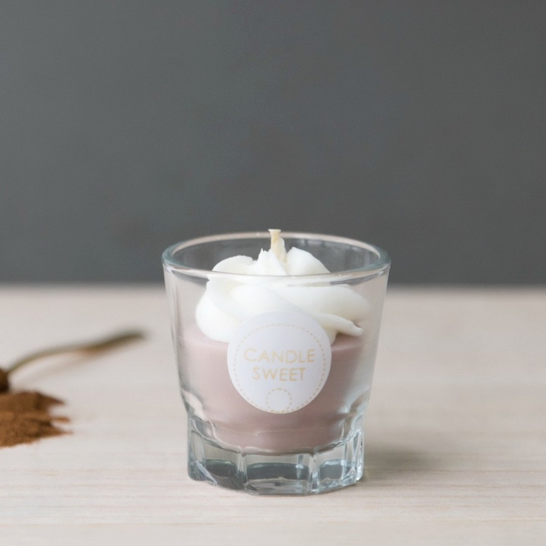 甜点蜡烛-摩卡拿铁-45ml Mocha Latte-手工天然精油大豆蜡烛 - 蜡烛/烛台 - 蜡 咖啡色