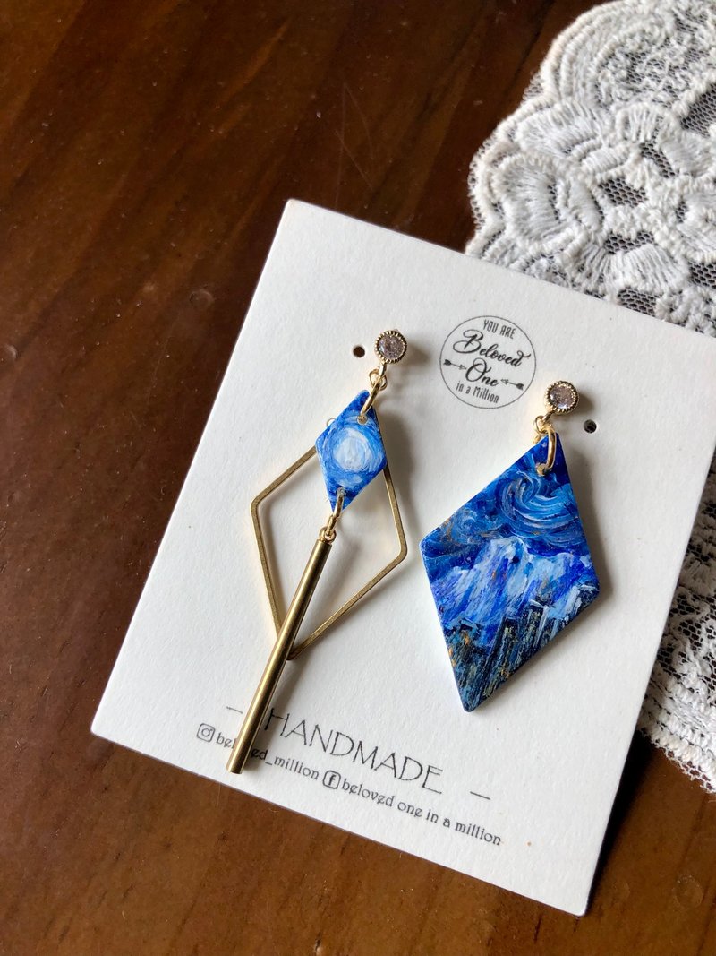 塞拉利昂(冬)-香港手绘耳环 - 耳环/耳夹 - 颜料 多色