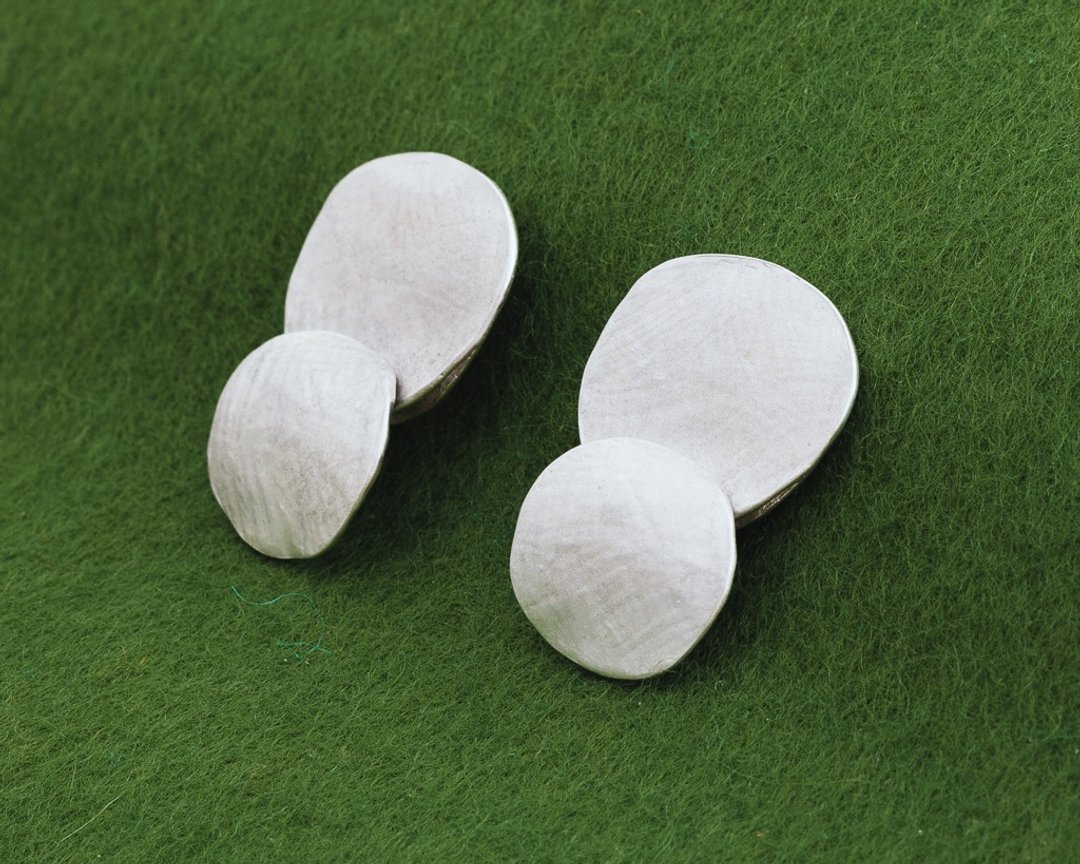 雾面耳环 - 银耳环 - 叶片耳环 - Wireplant - 低过敏性 - 耳环/耳夹 - 其他金属 银色