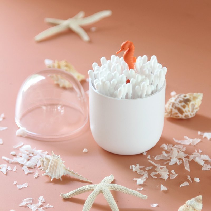 QUALY 棉花棒罐-抢救海马 - 收纳用品 - 塑料 橘色