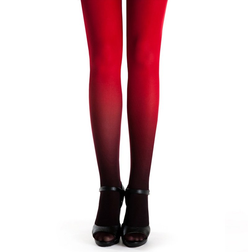 黑脚 - 红色顶部渐层裤袜 - 女装内搭/紧身裤 - 尼龙 红色