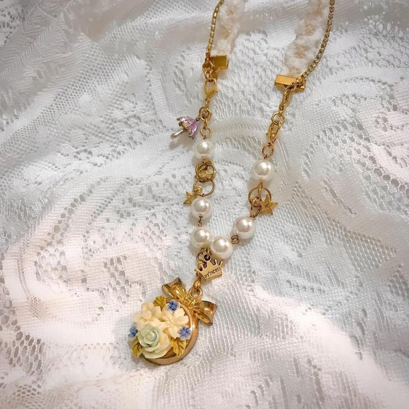 雨后星空小花束蕾丝项链金色长链 wisher许愿者 - 项链 - 其他金属 金色