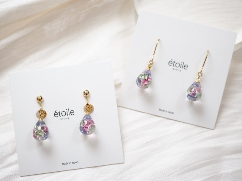 Swarovski 幻彩水滴短款 SDS-18 耳环/耳夹 - 耳环/耳夹 - 树脂 多色