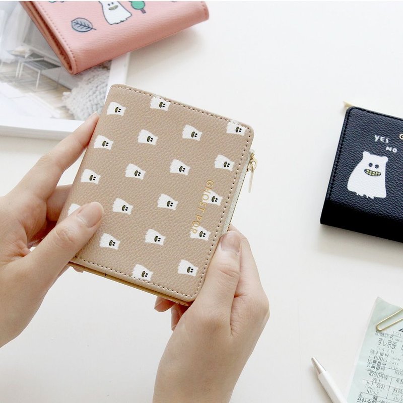 GMZ-顽皮鬼对折式皮革短夹-驼棕色,GMZ04258 - 皮夹/钱包 - 真皮 卡其色