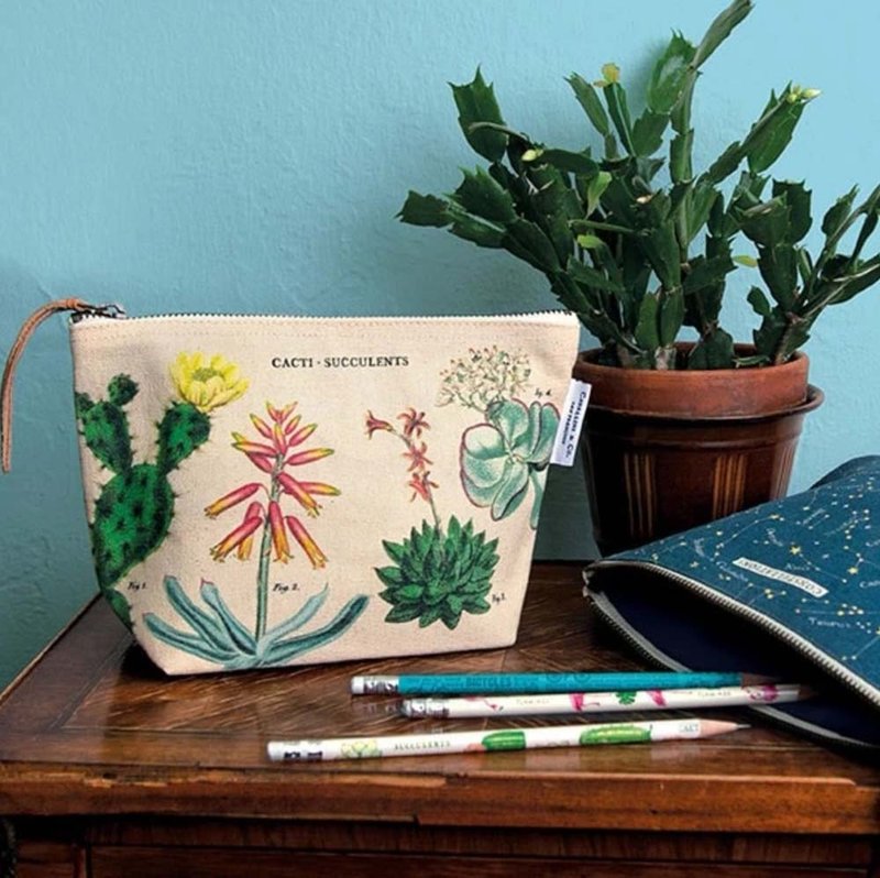 Cavallini & Co.  厚棉帆布拉链收纳包 (多款)(请先询问库存) - 手提包/手提袋 - 棉．麻 多色