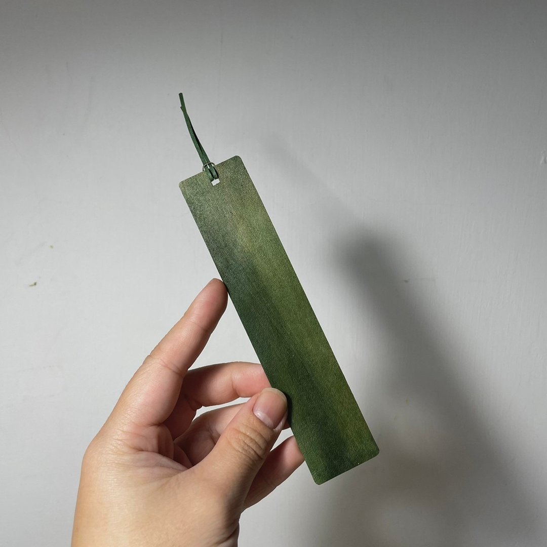 真皮书签 - 薄  - 阔叶绿 - 手工染 - 书签 - 真皮 绿色