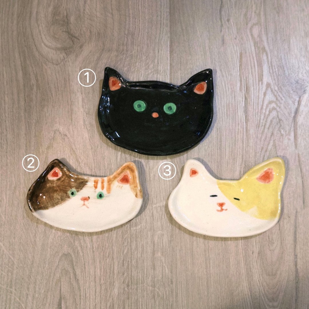 陶瓷手作猫猫首饰盘 - 摆饰 - 瓷 