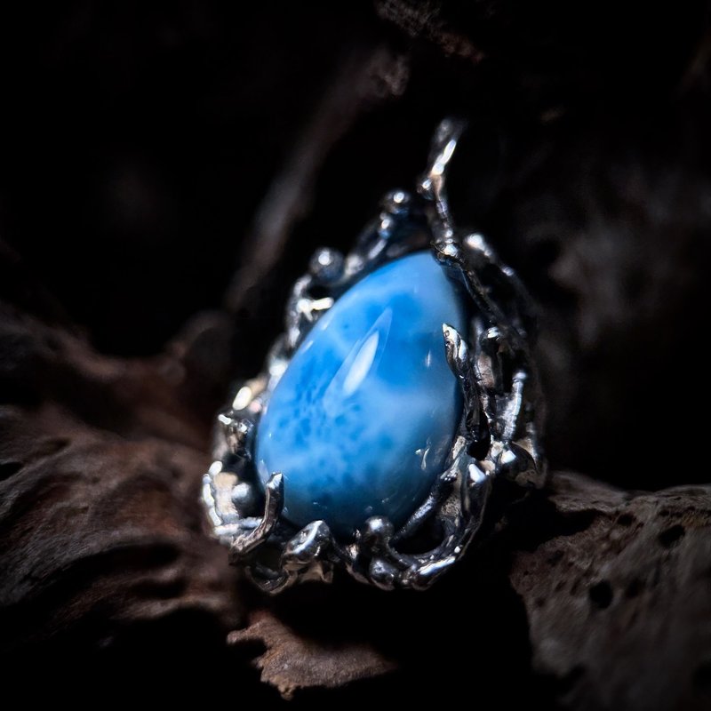 拉利玛/海纹石/拉利玛项链/海 - 项链 - 纯银 蓝色