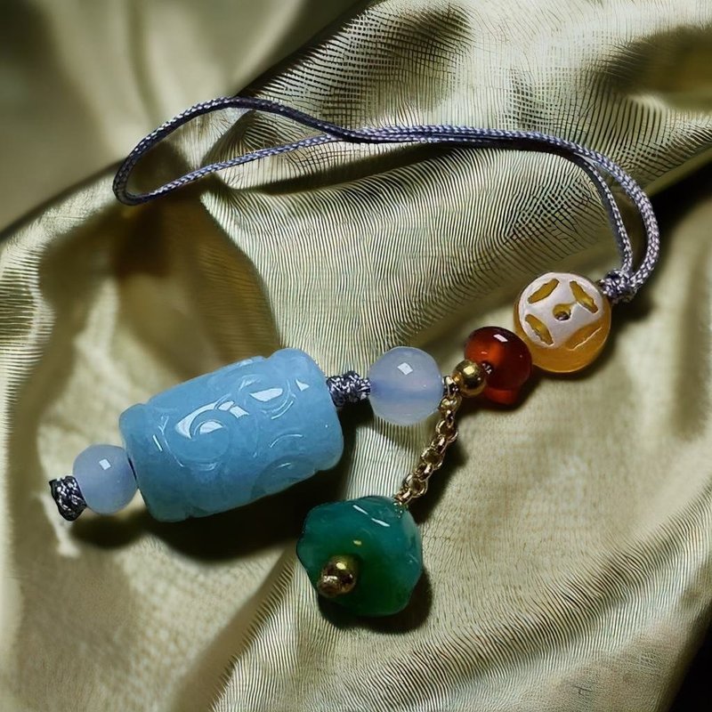 【万事亨通】雕花翡翠路路通吊饰挂饰 | 天然缅甸玉翡翠A货| 送礼 - 吊饰 - 玉石 透明