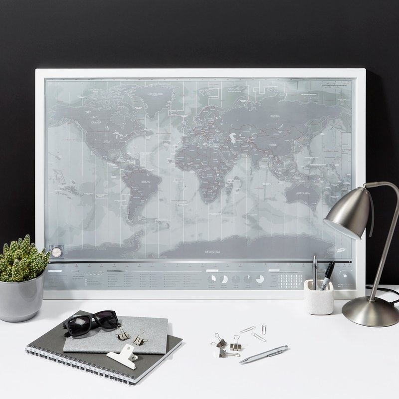 【英国 Luckies】我.旅行.下一站 刮刮乐世界地图-豪华铂金银箔色 - 地图 - 纸 银色