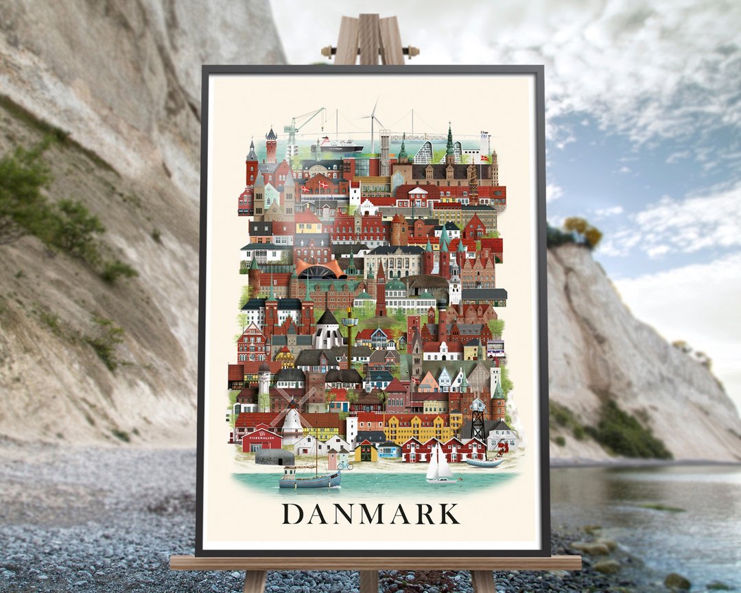 Martin Schwartz 城市海报 挂画 丹麦 DANMARK 入厝礼物 - 海报/装饰画/版画 - 纸 多色