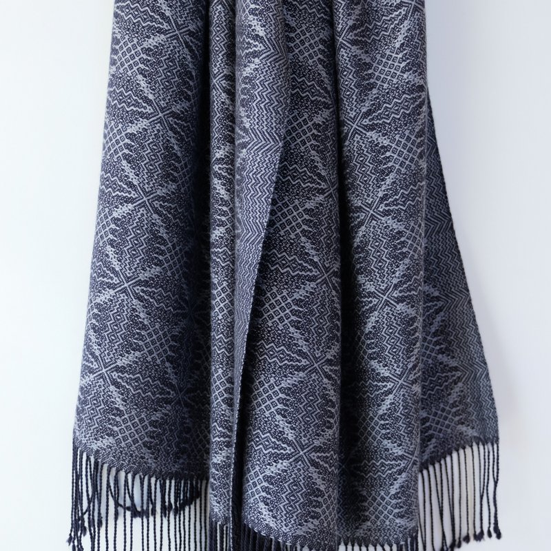 Cashmere 手工编织喀什米尔丝绸披肩【柊华05】 - 围巾/披肩 - 丝．绢 灰色