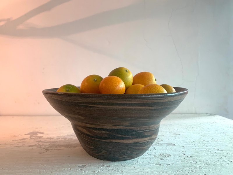 阔口造型绞胎陶花皿_陶器花器盆栽 - 植栽/盆栽 - 陶 咖啡色