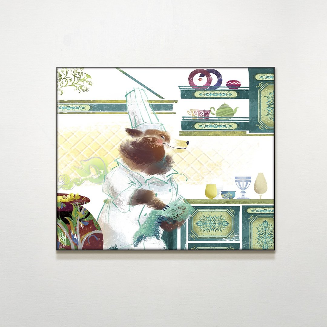 熊熊在厨房 / Agathe Xu.插画.客厅.卧室挂画.空间布置.家居布置 - 海报/装饰画/版画 - 防水材质 