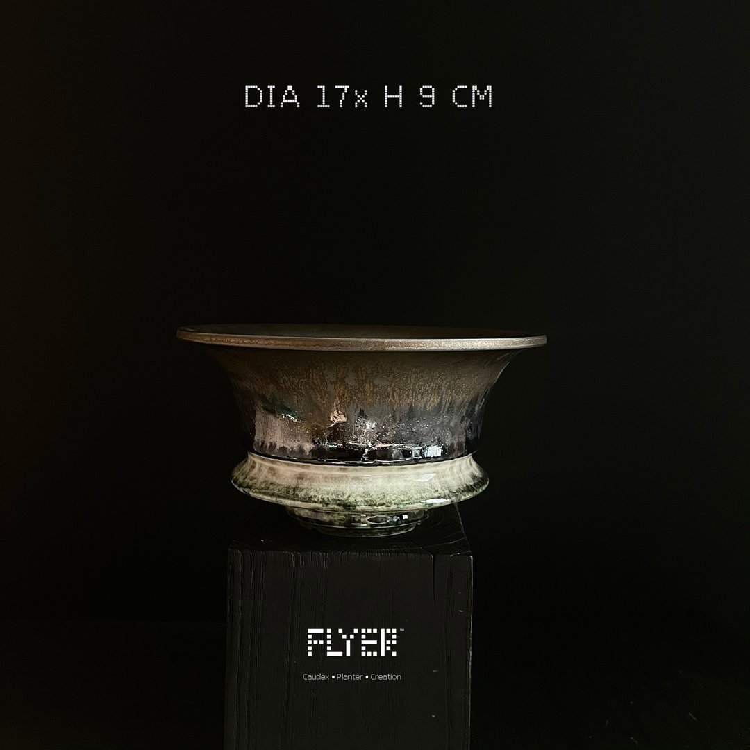 FLYER 块根多肉植物陶盆器 龙舌兰象牙宫象足漆树盆器 墨熔流紋 - 花瓶/陶器 - 陶 