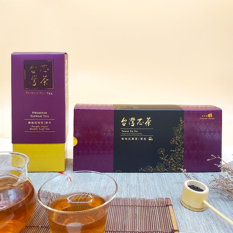 地瓜叶茶 芯茶时光双享组 地瓜叶茶包 地瓜叶原片茶叶 台湾茶礼盒 - 茶 - 其他材质 紫色