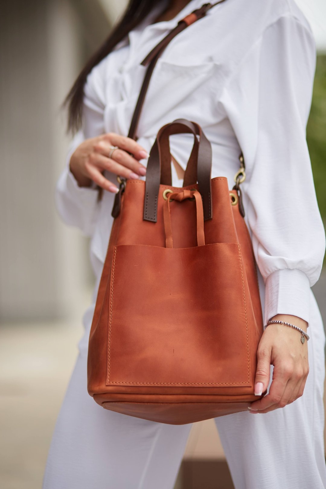 Leather crossbody bag, leather purse, cross body bag - 后背包/双肩包 - 真皮 多色