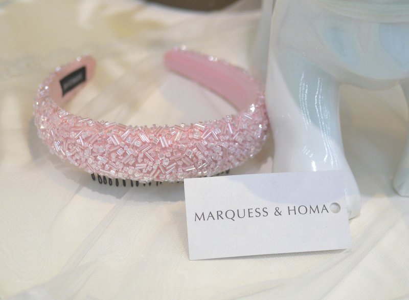 施华洛世奇水晶 蕾丝 宽版发箍 发饰 - 发饰 - 其他材质 粉红色