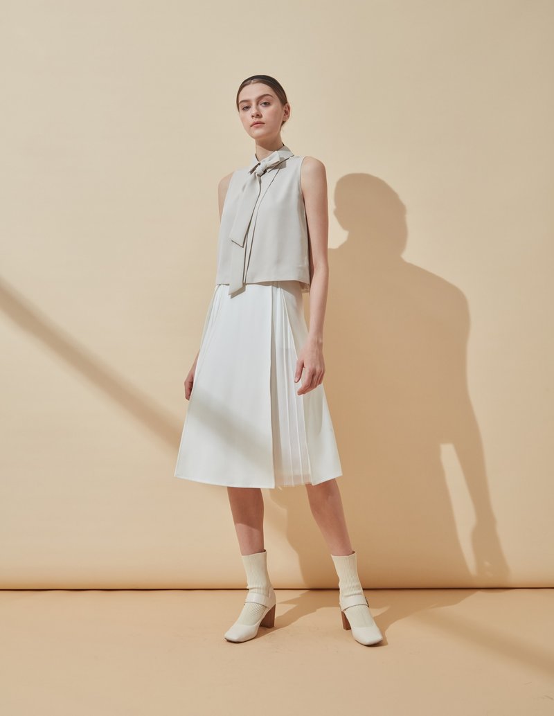 SS21雪纺蝴蝶结短上衣-香港原创品牌Lapeewee - 女装背心 - 其他材质 卡其色