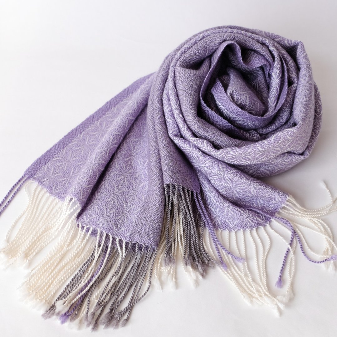 Cashmere 手工编织喀什米尔丝绸围巾【凛华05】 - 围巾/披肩 - 其他材质 紫色