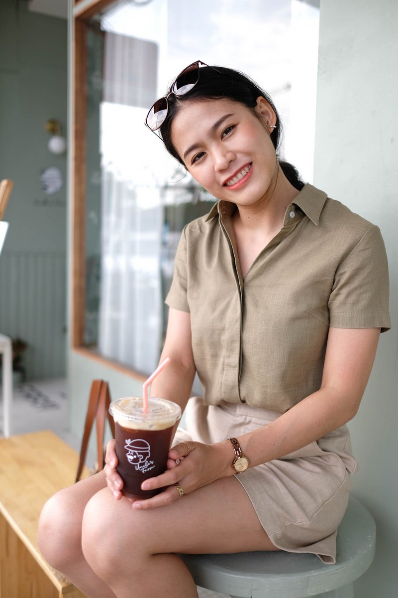 Basic hemp shirt - Short Sleeve - 女装衬衫 - 其他材质 橘色