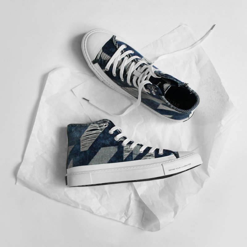 EVOLVE(D) - washed twill jacquard denim shoes - 男款休闲鞋 - 其他材质 蓝色