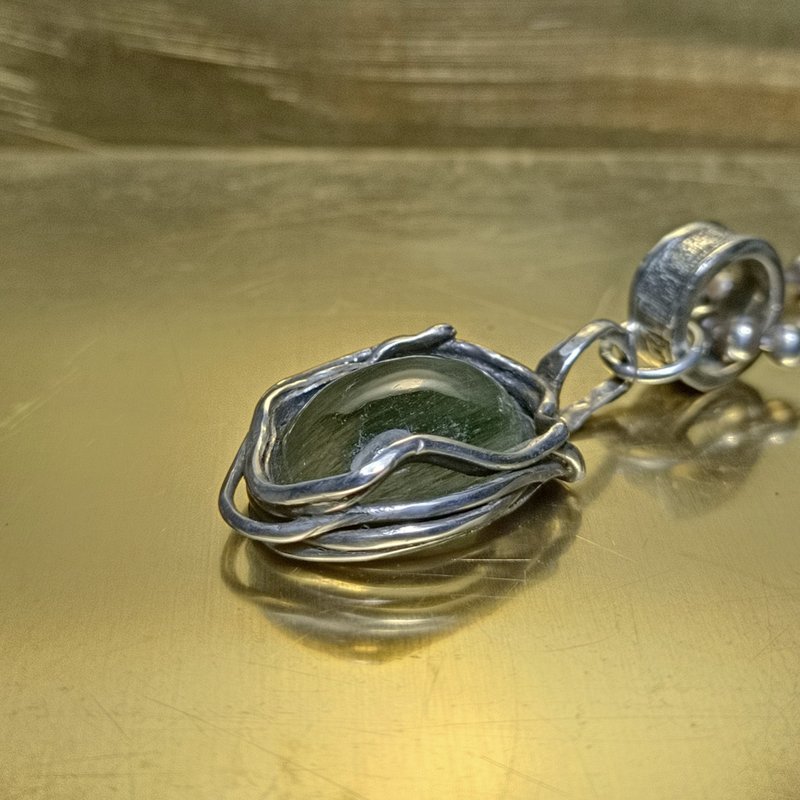 绿发晶银吊墬 - 项链 - 宝石 绿色