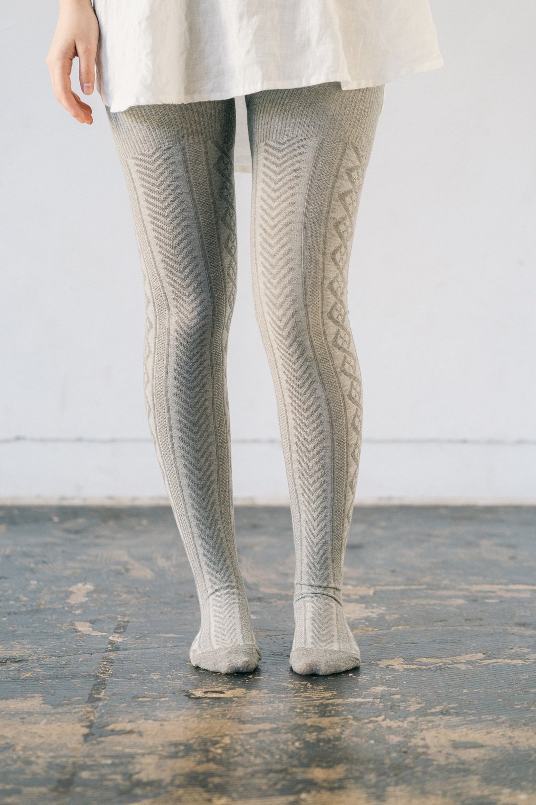 孕妇连裤袜 cotton tights comfortable waist adjustable aran charcoal - 丝袜 - 棉 灰色