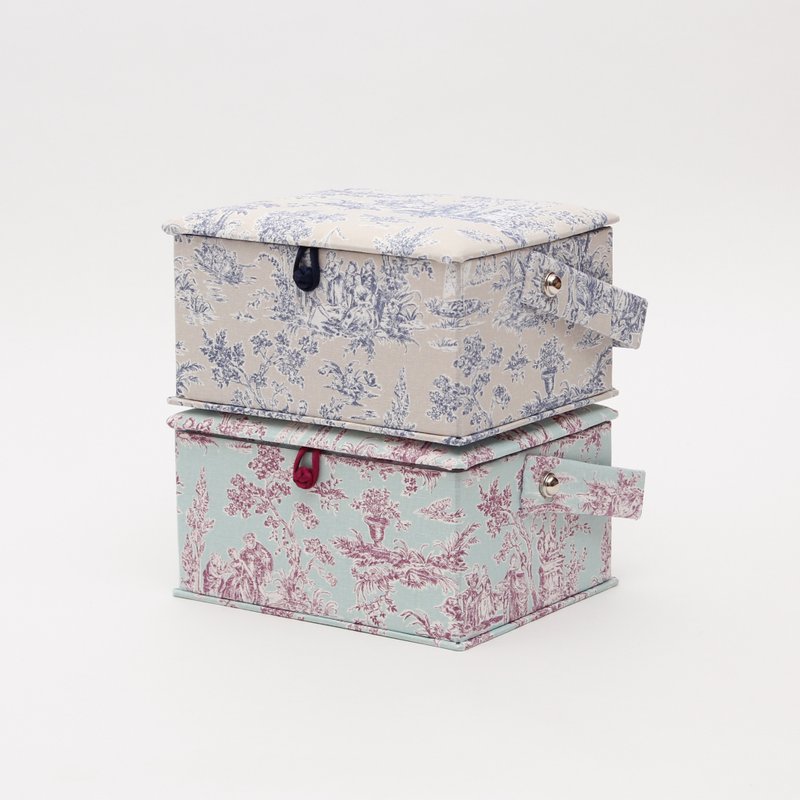 Toile de Jouy 收纳盒 M 附缝纫套件 - 编织/刺绣/羊毛毡/裁缝 - 棉．麻 卡其色