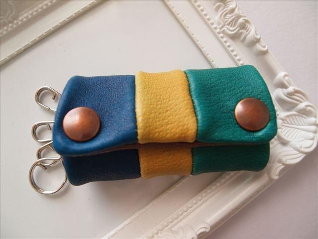 [Pig leather soft key case multi-color leather 15280018 - 钥匙链/钥匙包 - 真皮 绿色