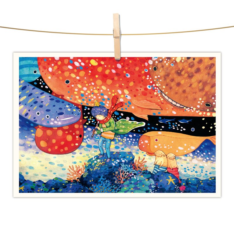 afu水彩插画明信片 - 海之音 - 卡片/明信片 - 纸 蓝色